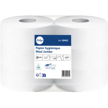 LOLYS P.H. ROULEAU JUMBO 320M 2PLIS OUATE BLANCHE - PACK DE 6 ROULEAUX