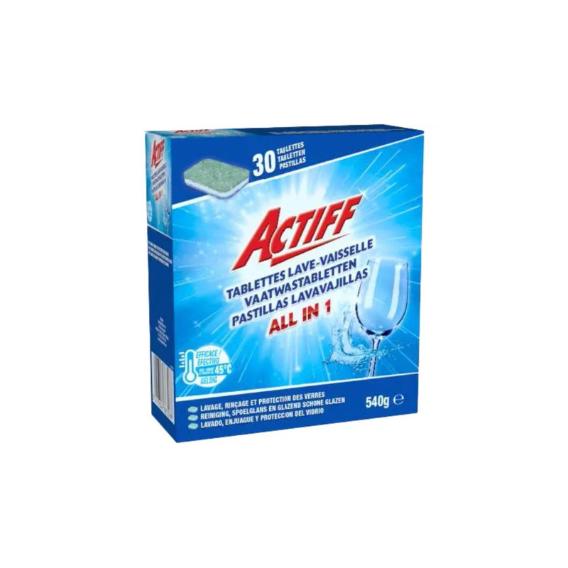 ACTIFF TABLETTES TOUT EN 1 POUR MACHINE LAVE-VAISSELLE - BOITE DE 30
