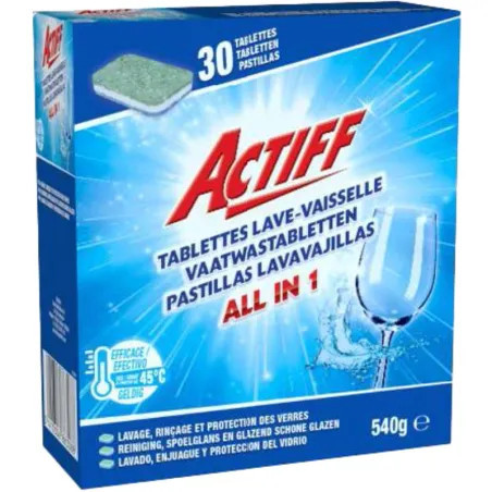 ACTIFF TABLETTES TOUT EN 1 POUR MACHINE LAVE-VAISSELLE - BOITE DE 30