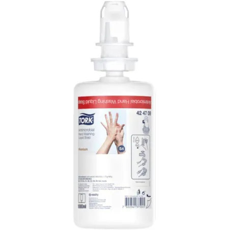 TORK S4 SAVON MAINS LIQUIDE ANTIMICROBIEN - CARTOUCHE DE 1L