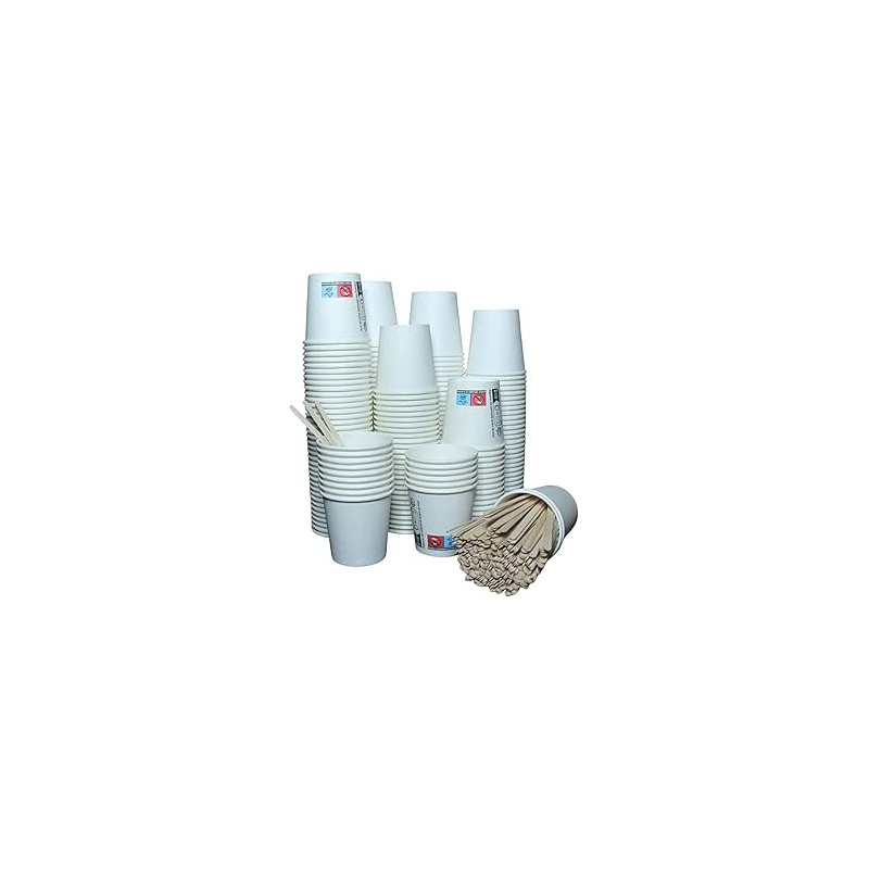 GOBELET CARTON BLANC 10CL 4OZ - LOT DE 100